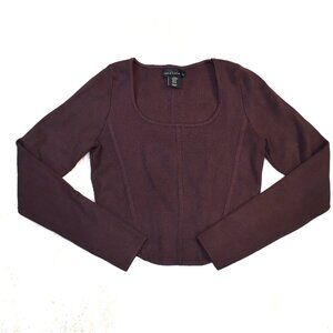 House of Harlow Chocolate Brown Cropped Long Sleeve Top Size XS